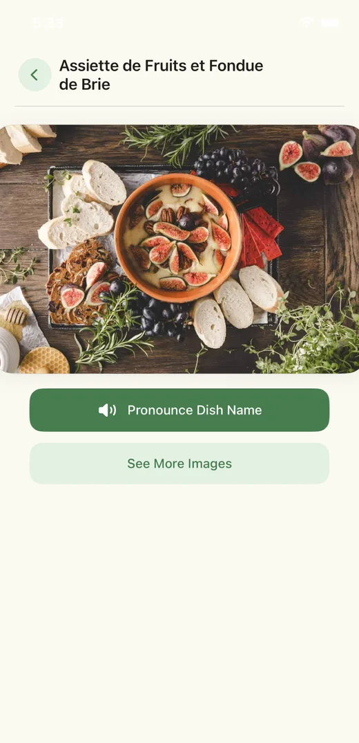 MenuTure dish detail screen